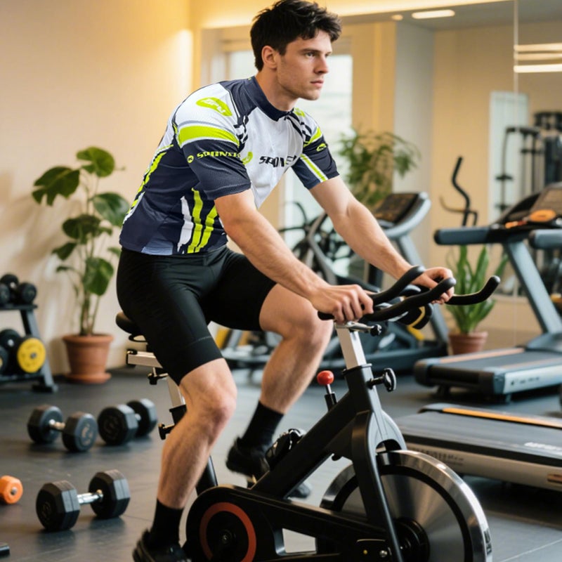 sponeed Bicycle Shirts for Men Cycling Jersey Man Biking Tops Breathable Short Sleeve Bike Polo Shirt US L Green White - Image 3